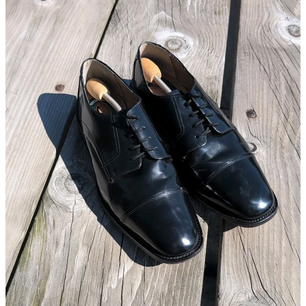 Nunn Bush Black Leather Dress Shoes Cap Toe Oxford Comfort Gel Insole Sz 12M EUC